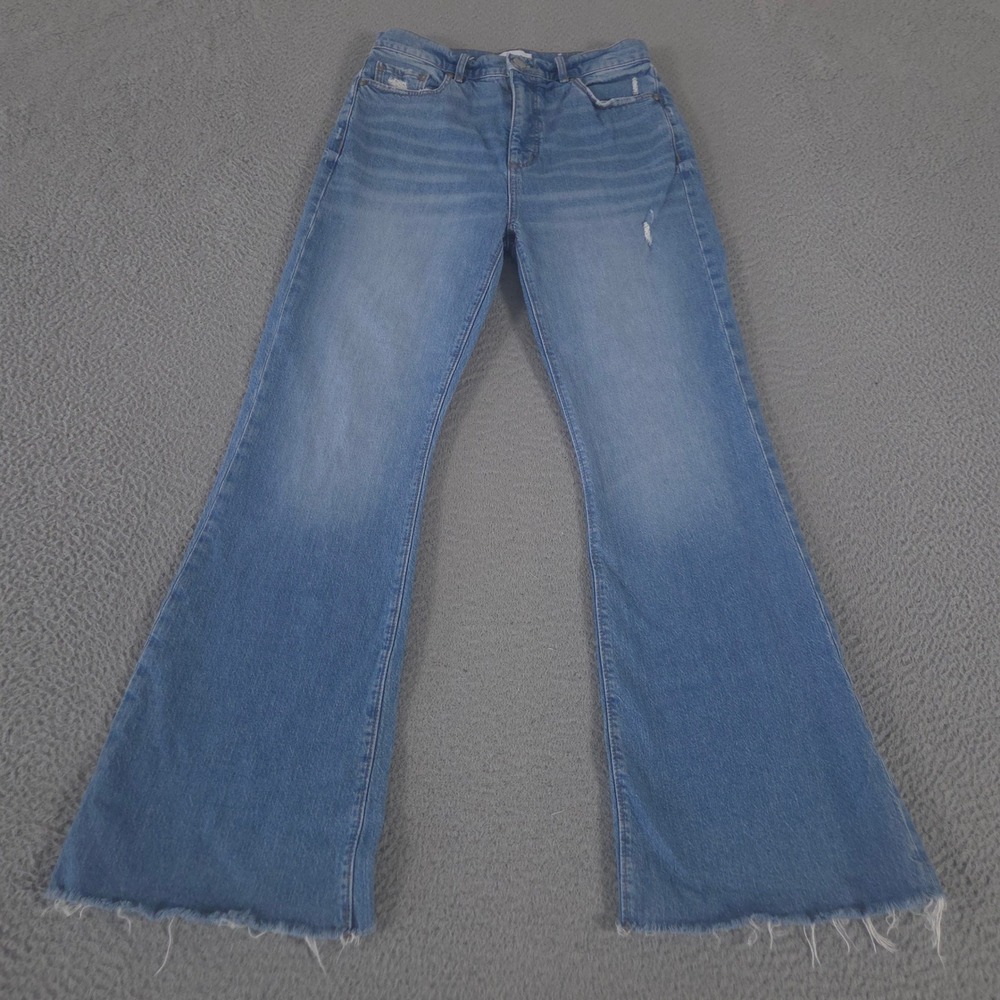 Loft Jeans Womens 26/2 Blue High Waist Sandal Flare Distressed Raw Hem Pants